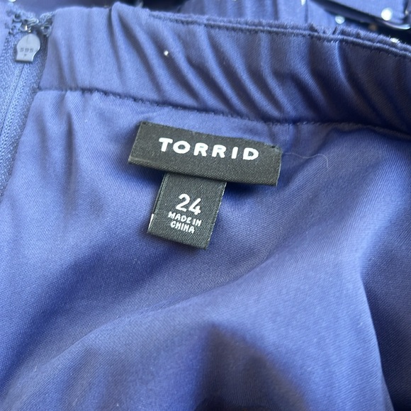 Torrid Polka Dot Dress Size 24 Pinup Rockabilly Sailor Vintage Navy Blue White - Picture 8 of 9